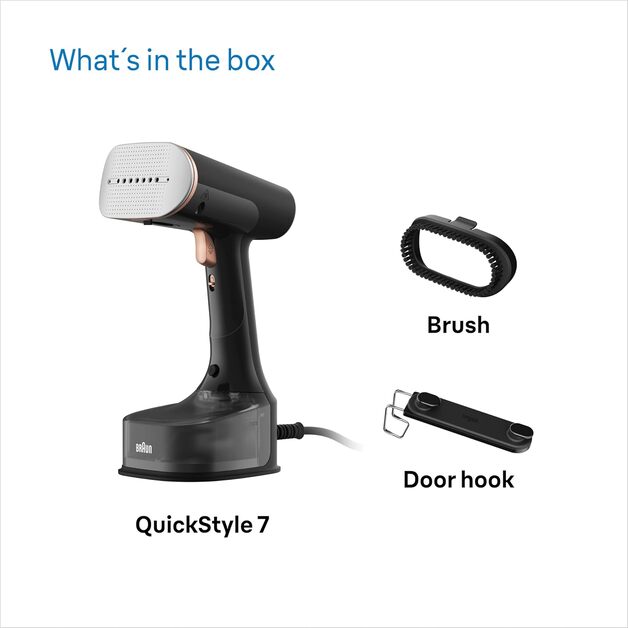 Braun BRGS7077BK QuickStyle Portable Garment Steam Iron, 1600W, Steam 35g/min, 2-Year Warranty