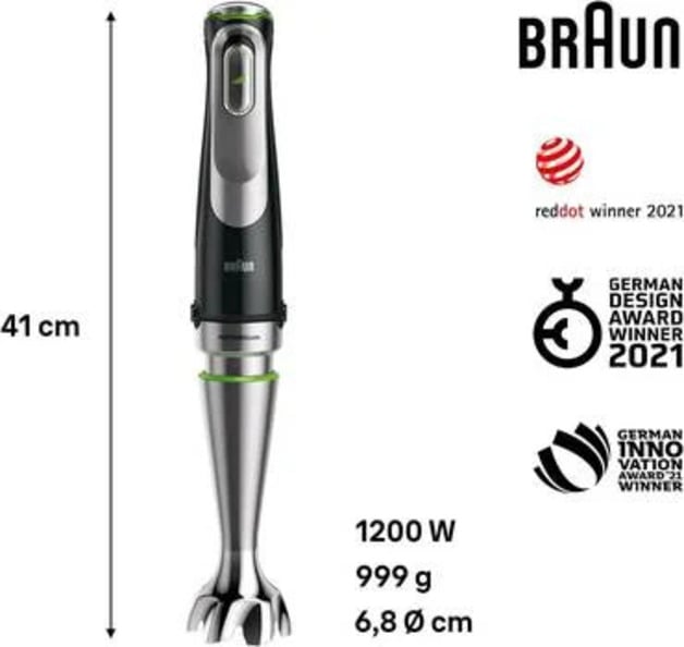 براون BRMQ9187XLI خلاط يدوي محضر طعام بحجم XL 0.6 لتر وقدرة 1200 واط اسود ضمان سنتين