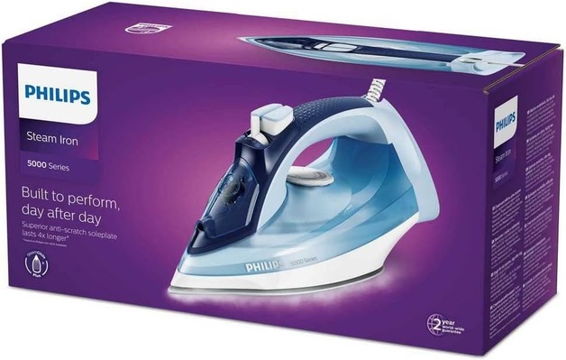 Philips DST5020/26 Steam Iron, Continuous Steam Flow, 2400W, 320ml, 2-Year Warranty