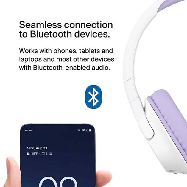بيلكن Soundform Inspire سماعات رأس بلوتوث لاسلكية مع مايكروفون للأطفال بنفسجي ضمان سنتين