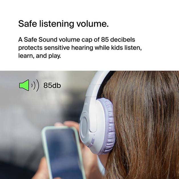 بيلكن Soundform Inspire سماعات رأس بلوتوث لاسلكية مع مايكروفون للأطفال بنفسجي ضمان سنتين