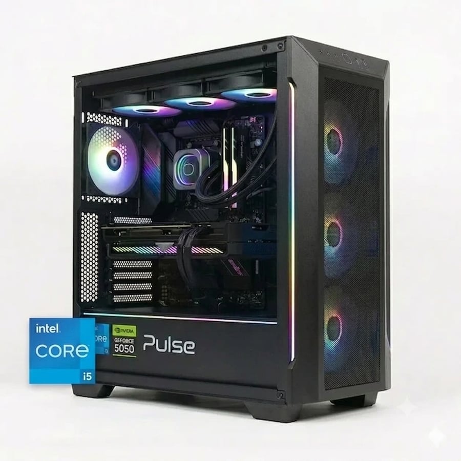 Pulse 50 Gaming PC: 5050 Graphics Card, i5 Processor, 32/16 GB Storage, Black Color, 2-Year Warranty