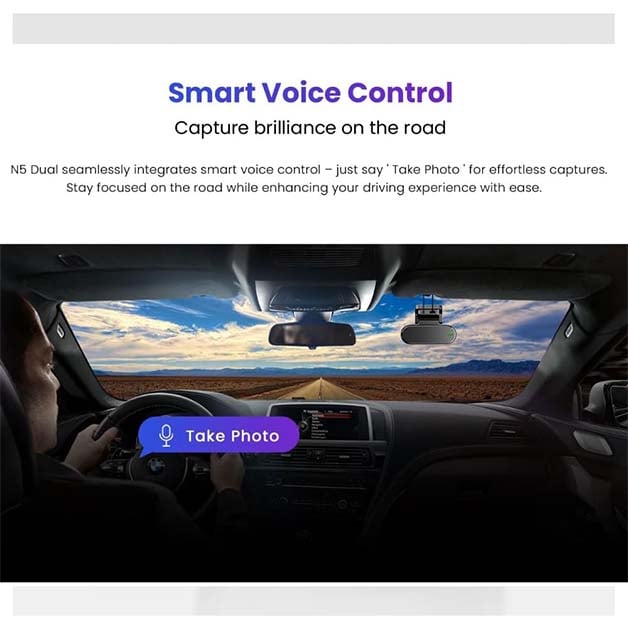 داش كام دي دي بي ايه اي N5 Dual كاميرا امامية وخلفية بدقة 4K مع ذاكرة مدمجة بحجم 32 جيجا ضمان سنتين