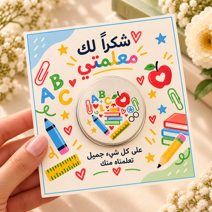 شمعة شكرا معلمتي برائحة اللافندر مع كرت يوم المعلم