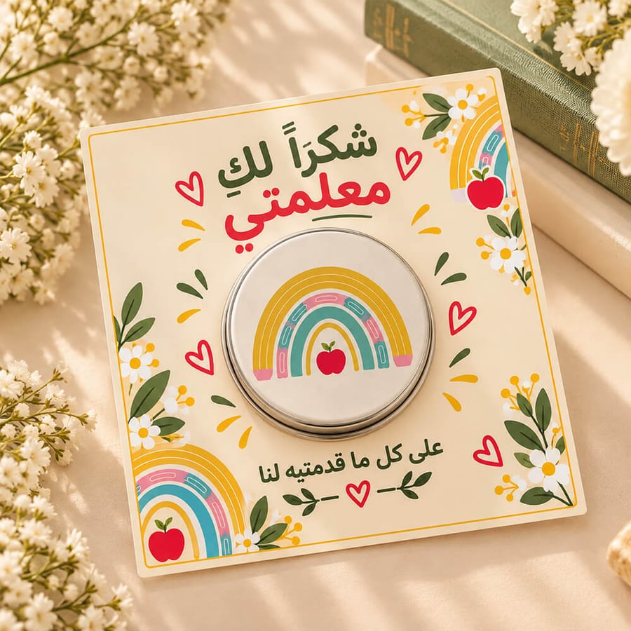 شمعة شكرا معلمتي برائحة اللافندر مع كرت يوم المعلم