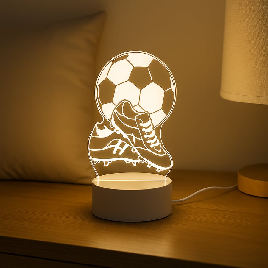 لمبة ديكور LED بشكل كرة قدم وحذاء رياضي بإضاءة ثلاثية الأبعاد