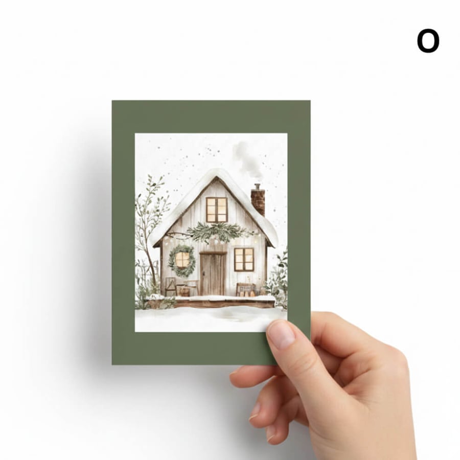 بطاقة إهداء شتوية بتصميم فاخر - لون زيتي