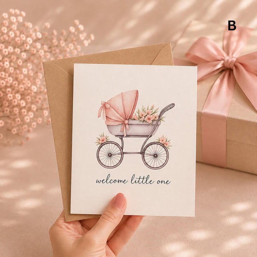 بطاقة مواليد باللون البنك بتصميم انيق
