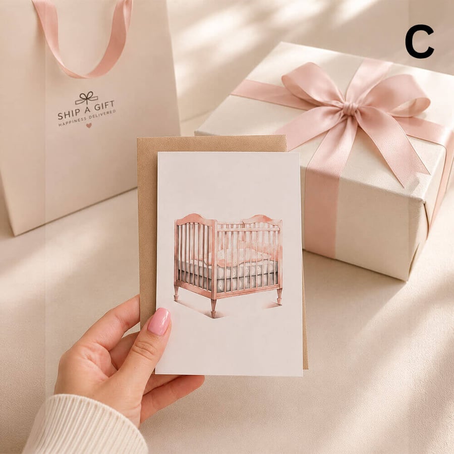 بطاقة اهداء للمواليد باللون البنك بتصميم انيق