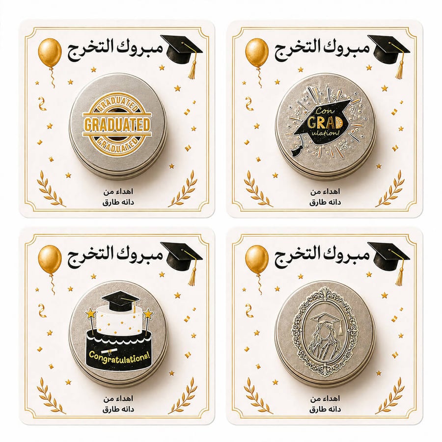توزيعات شمعة التخرج مع كرت مبروك التخرج وتصميم أنيق