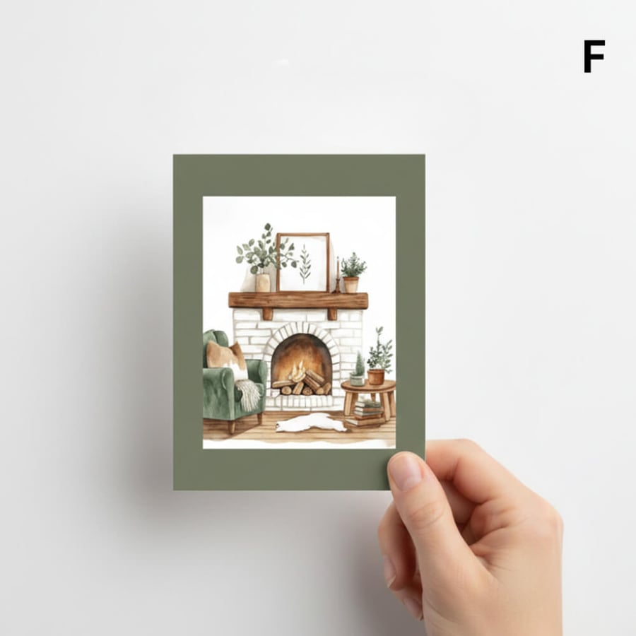 بطاقة إهداء شتوية بتصميم فاخر - لون زيتي