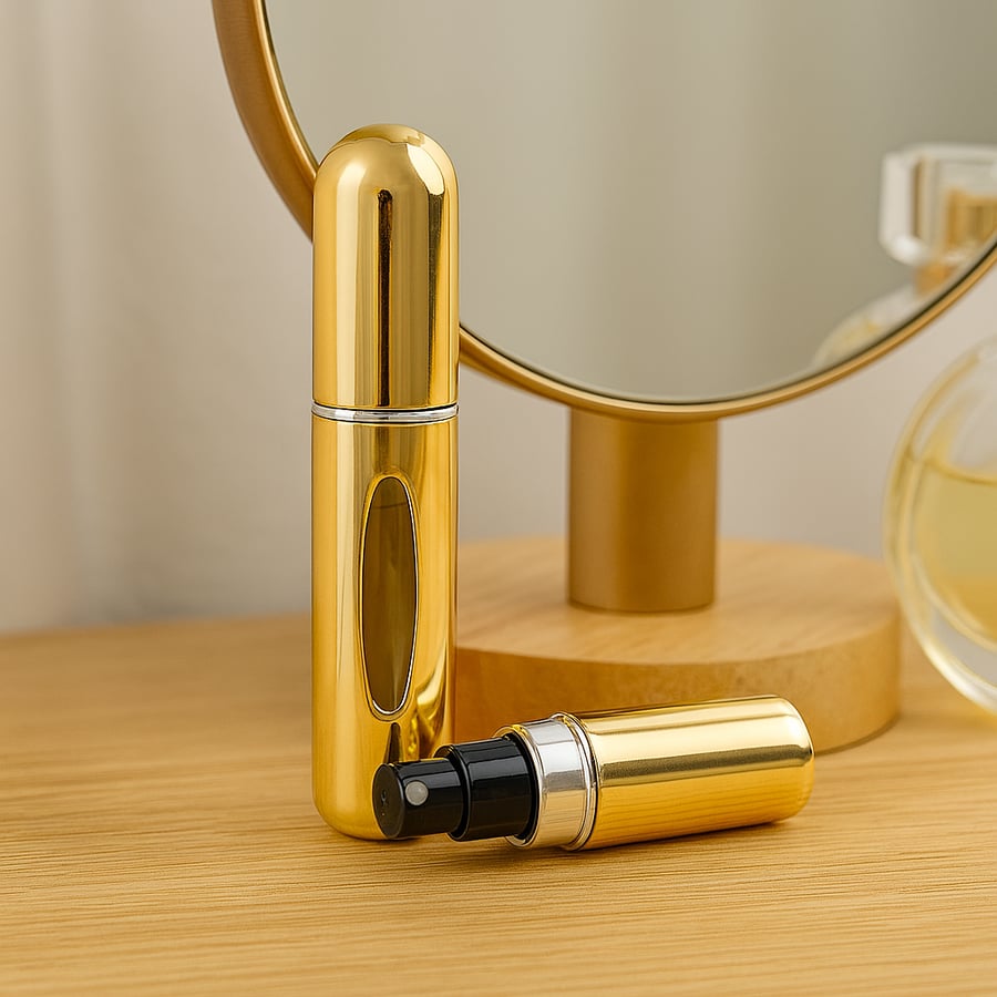 عبوة عطر محمولة ذهبية بتصميم أنيق