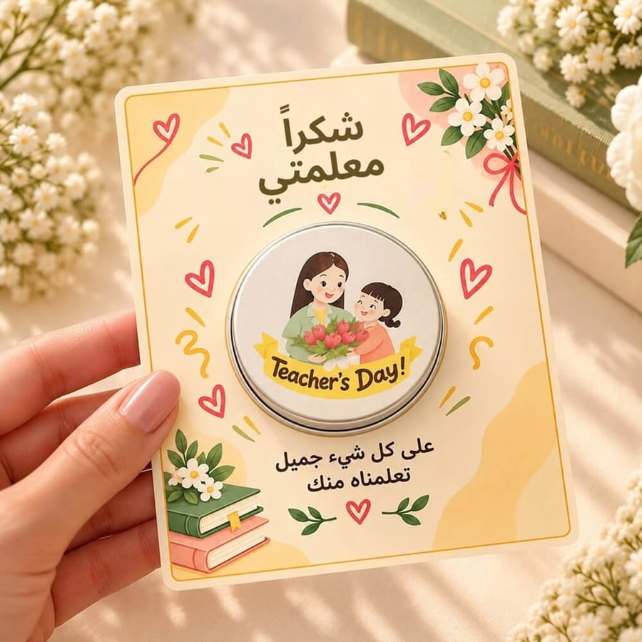 شمعة شكرا معلمتي برائحة اللافندر مع كرت يوم المعلم