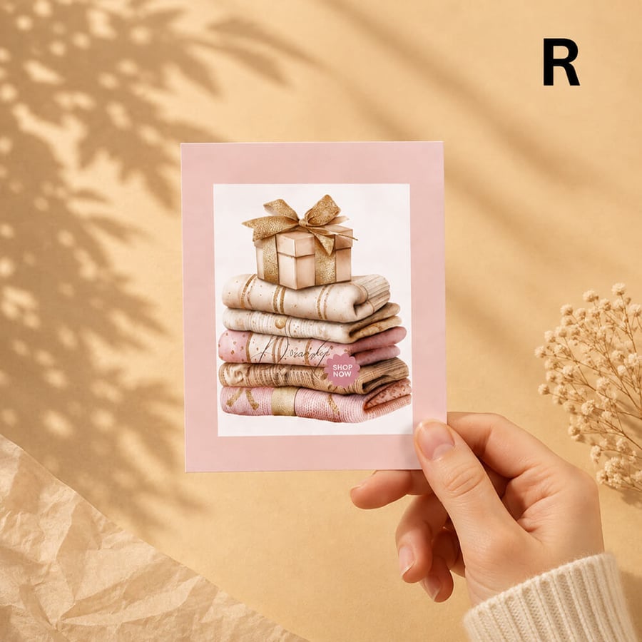 بطاقة إهداء وردية بتصميم شتوي