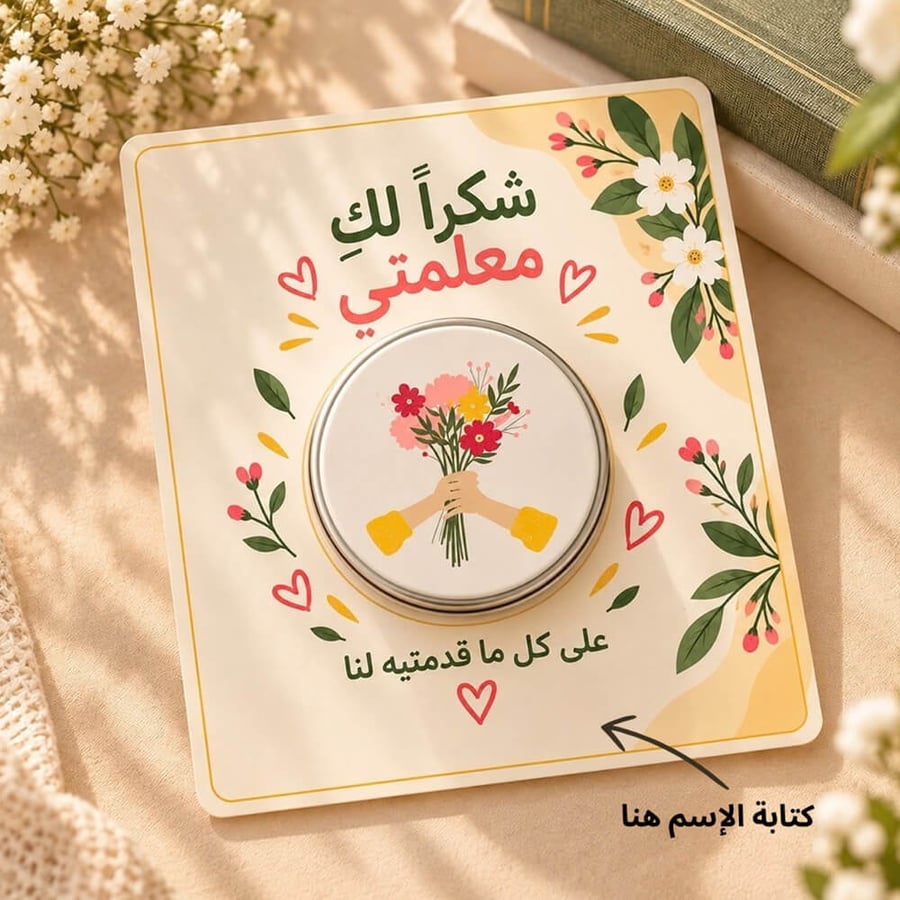 شمعة شكرا معلمتي برائحة اللافندر مع كرت يوم المعلم