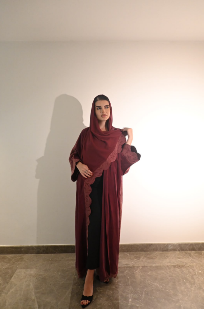 عباية حرير مغسول مشجر عودي