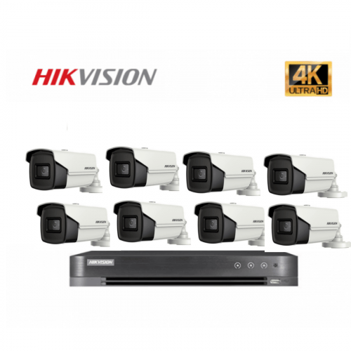 بكج 8 كاميرات مع جهاز تسجيل NVR كاميرات مراقبة هيك فيجن 8 ميجا بكسل 4K IP