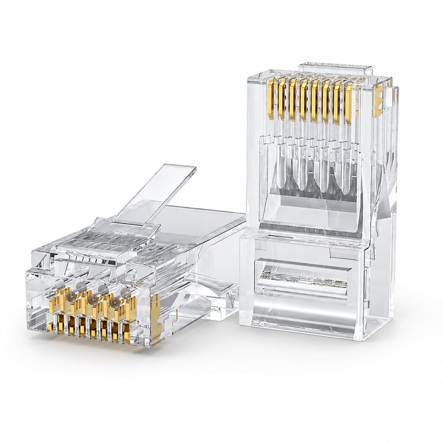 راس شبكة Cat6 RJ45 احترافي لتوصيلات الشبكات الباكيت الواحد يحتوي على 100 حبة