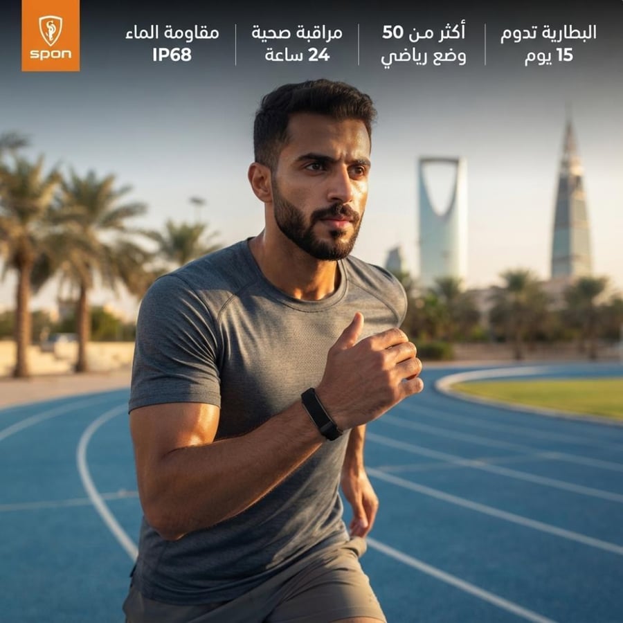 سوار سبون الذكي الرياضي تتبع الصحة، قياس نبضات القلب وتخطيط القلب، مقاوم للماء