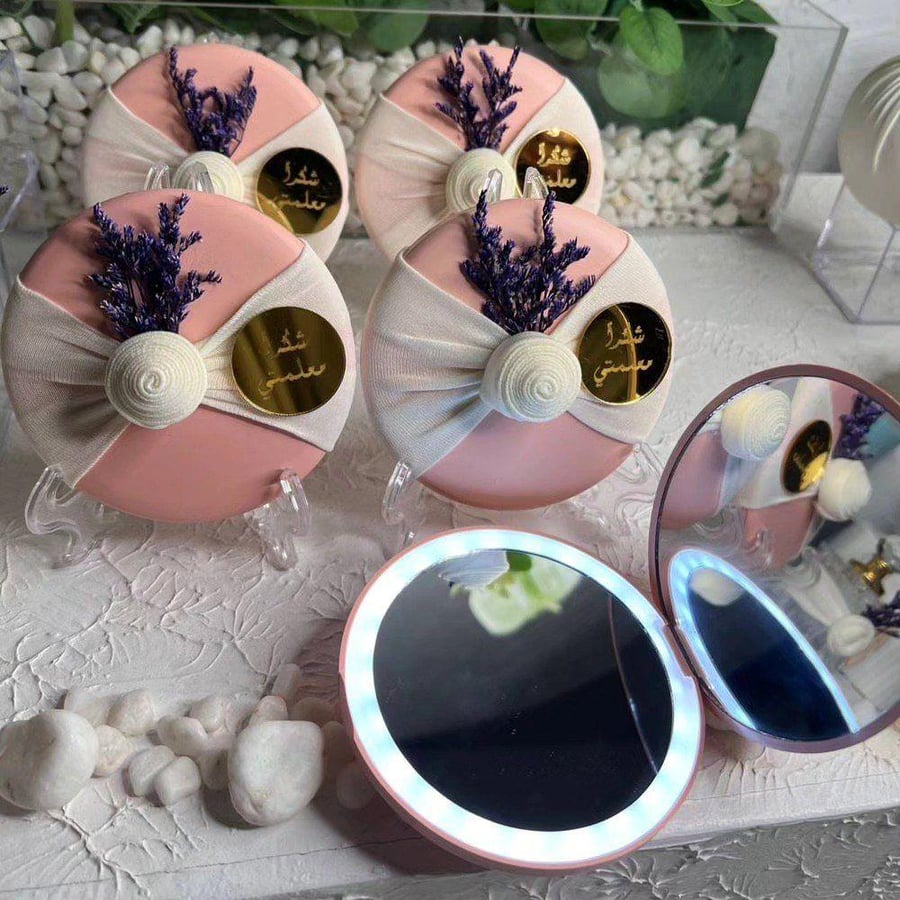 LED mirror distributions with coordination and name in the logo