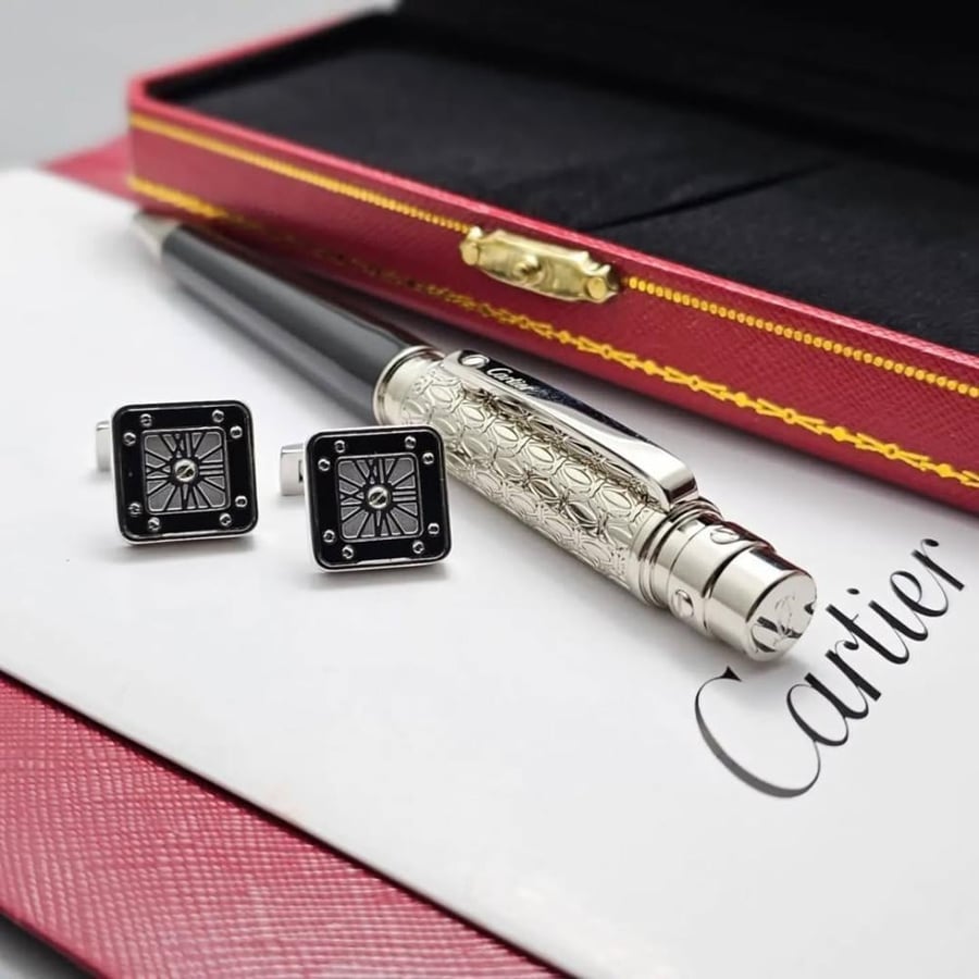 A men's pen and cufflink set, Cartier brand