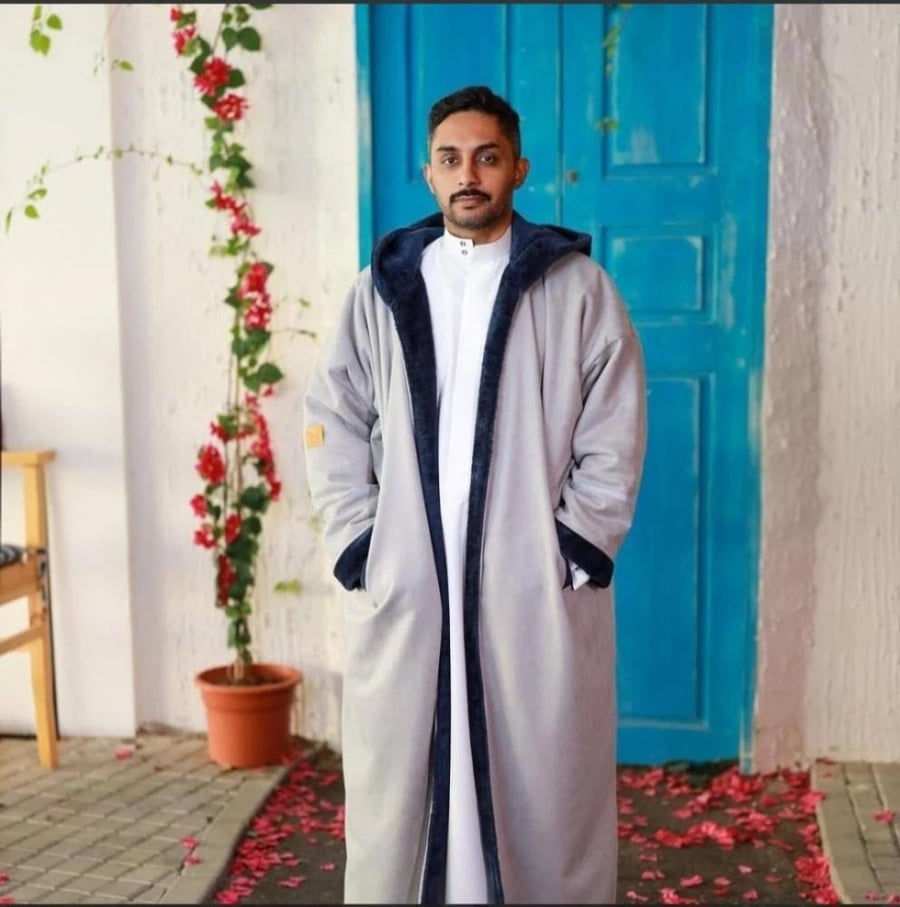 Men's winter fleece gray with inner fleece navy blue – elegant design