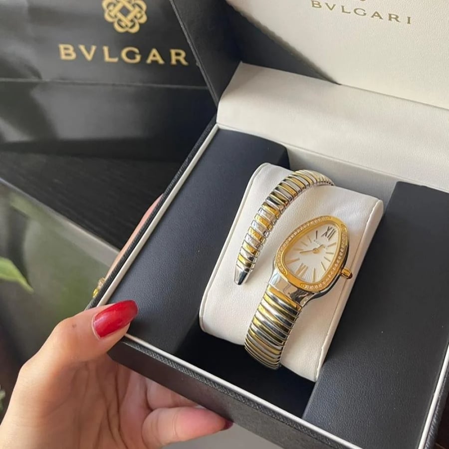 Bvlgari watch, gold with silver