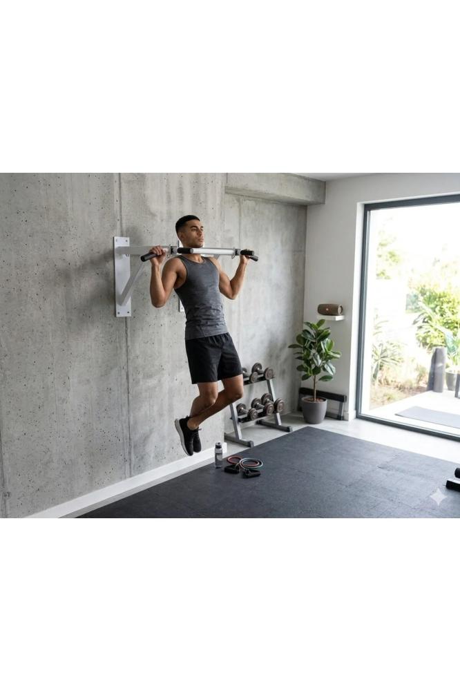 MY LIFE FITNESS عقلة تمارين بيضاء متعددة الاستخدام – تثبيت بدون حفر – لتقوية الجزء العلوي من الجسم