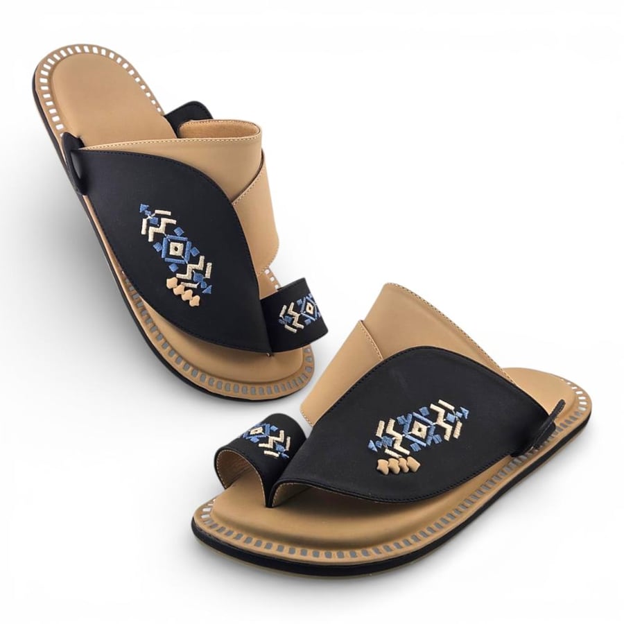 Al Fanoos Lumiere Walk Arabic Sandals for Men - Black - Style 218