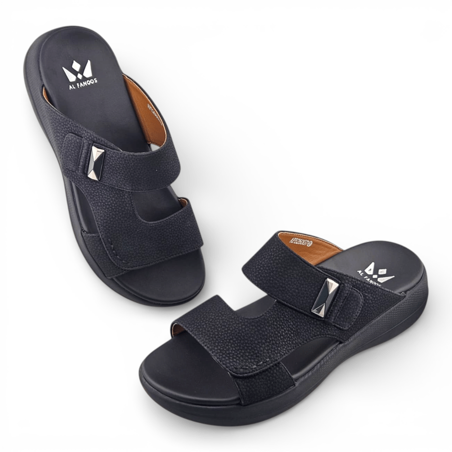 Al Fanoos Casa Al Noor Premium Sandals for Men - Black - Style AFB26007