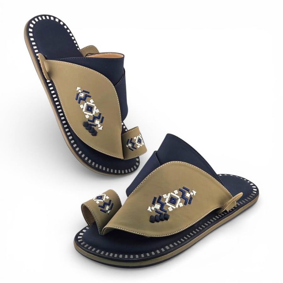Al Fanoos Lumiere Walk Arabic Sandals for Men - Olive Green - Style 218
