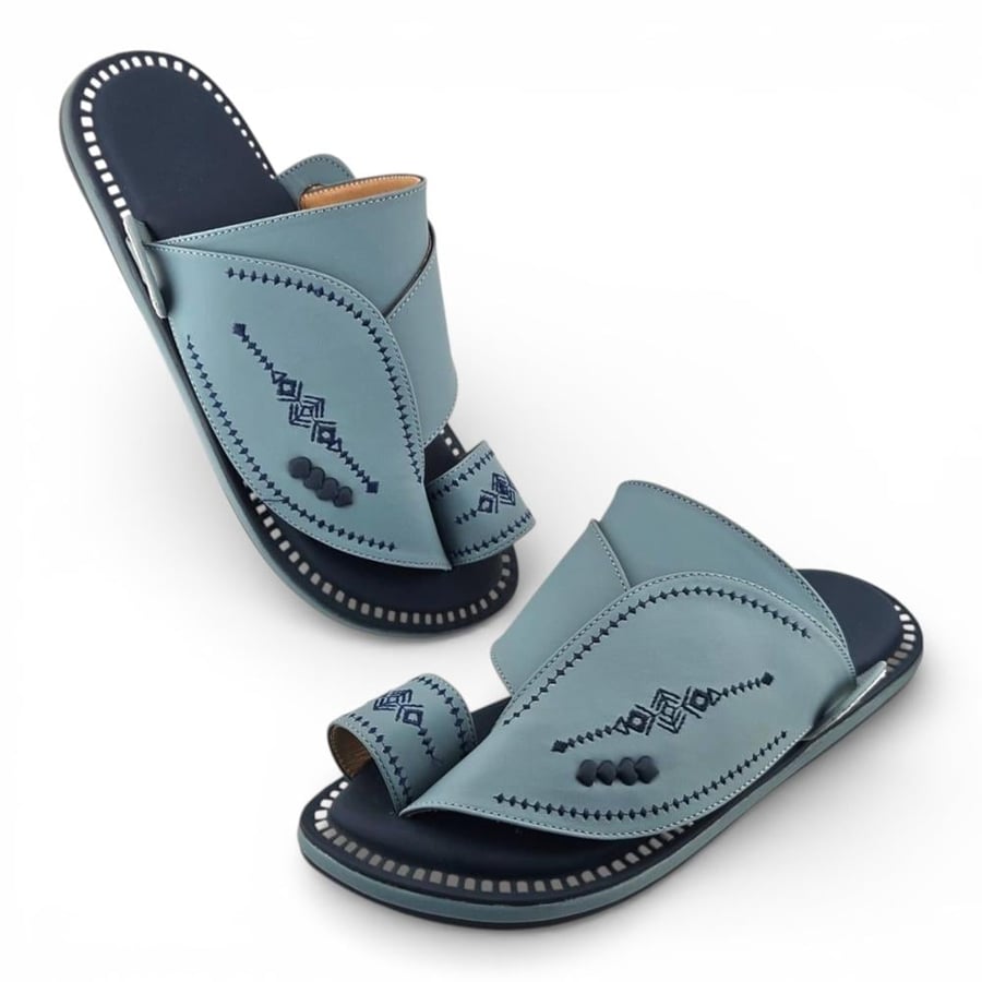 Al Fanoos Lumiere Walk Arabic Sandals for Men - Light Blue - Style 217