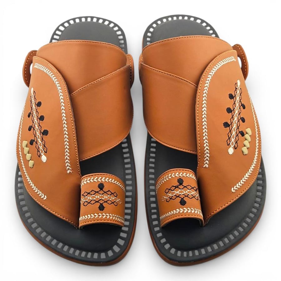 Al Fanoos Lumiere Walk Arabic Sandals for Men - Mustard - Style 216