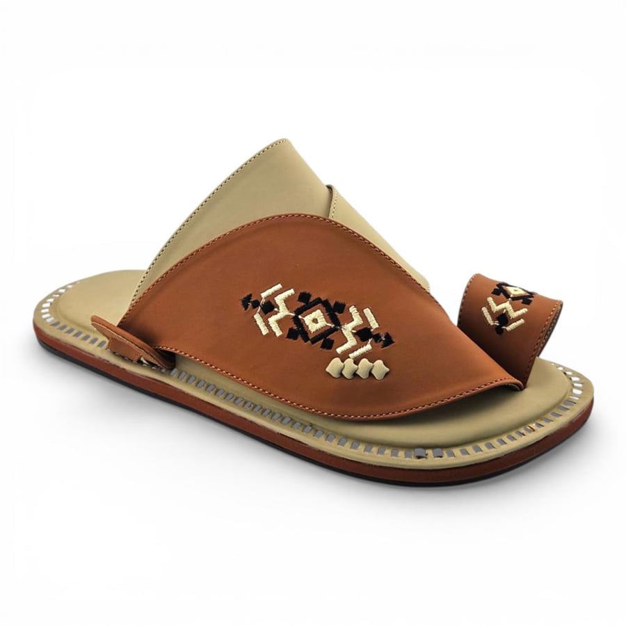 Al Fanoos Lumiere Walk Arabic Sandals for Men - Mustard - Style 218
