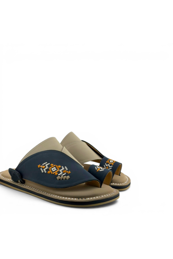 Al Fanoos Lumiere Walk Arabic Sandals for Men - Navy Blue No. 1 - Style 218