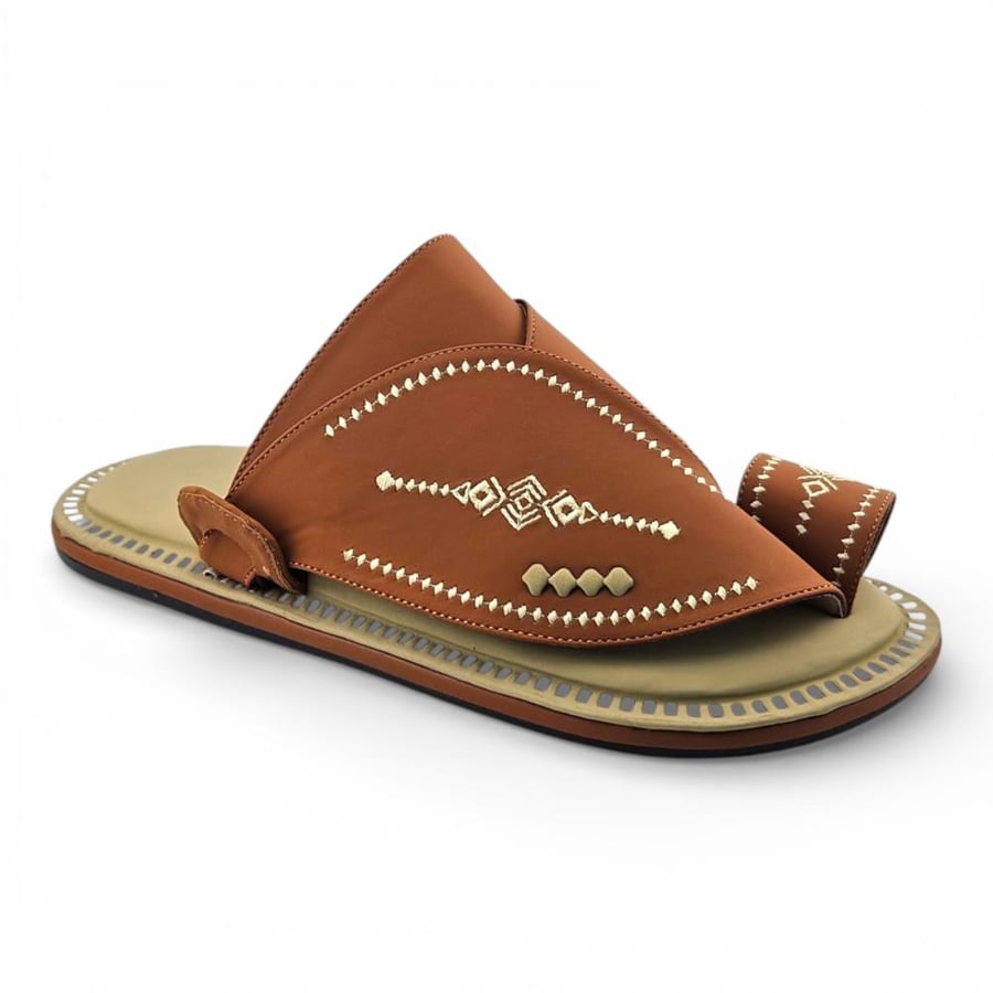 Al Fanoos Lumiere Walk Arabic Sandals for Men - Mustard - Style 217
