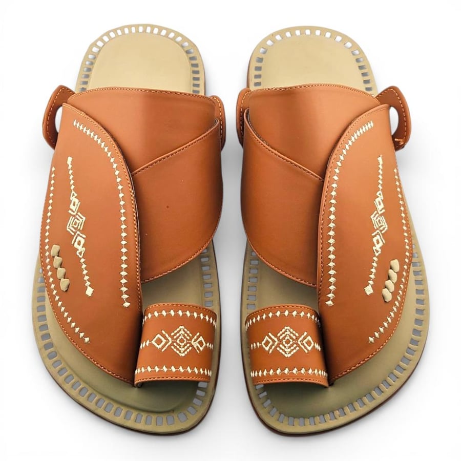 Al Fanoos Lumiere Walk Arabic Sandals for Men - Mustard - Style 217