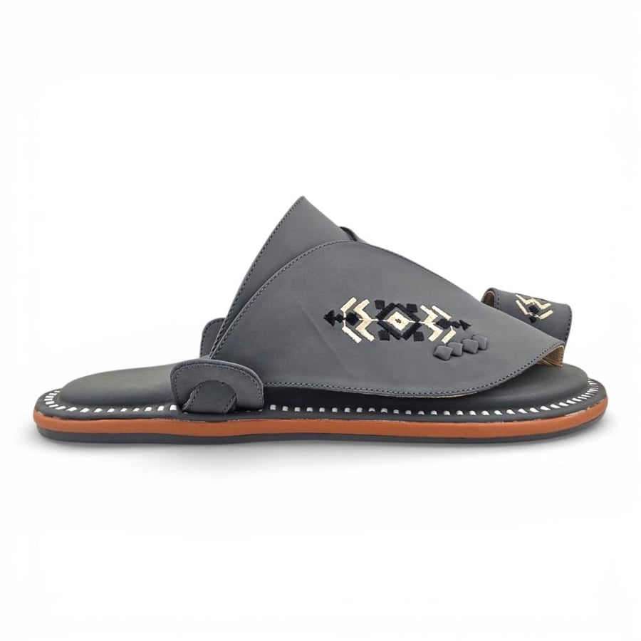 Al Fanoos Lumiere Walk Arabic Sandals for Men - Dark Grey - Style 218