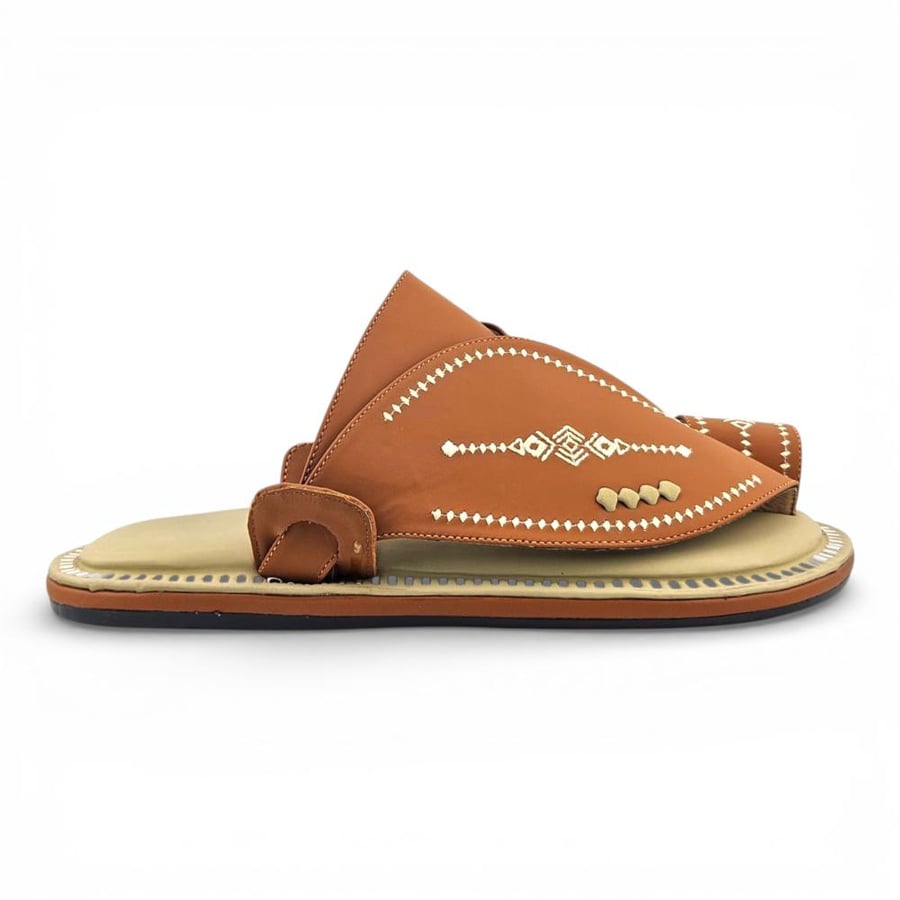 Al Fanoos Lumiere Walk Arabic Sandals for Men - Mustard - Style 217