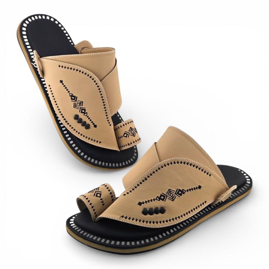 Al Fanoos Lumiere Walk Arabic Sandals for Men - Beige - Style 217