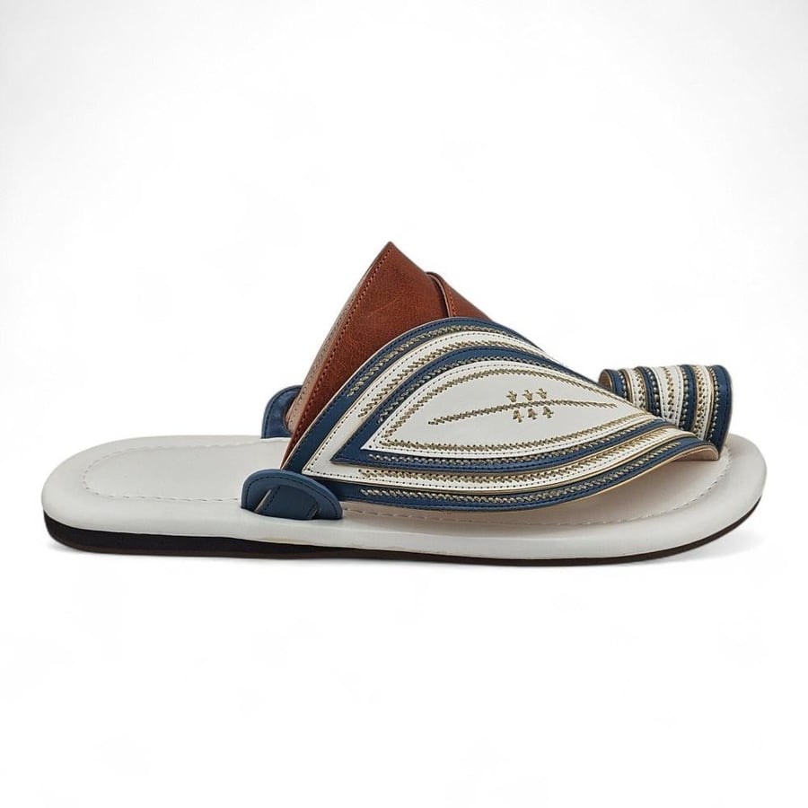 Al Fanoos Handcrafted Heritage Arabic Sandals for Men - Tufni Sky Blue - Style 836