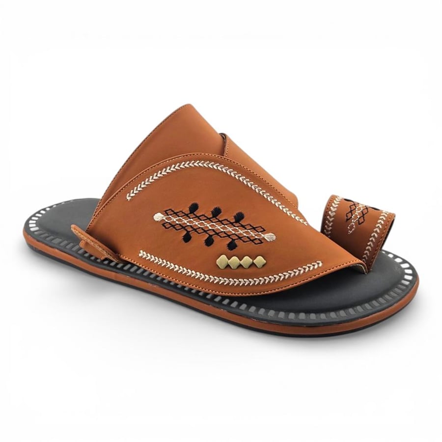 Al Fanoos Lumiere Walk Arabic Sandals for Men - Mustard - Style 216