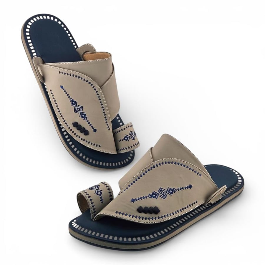 Al Fanoos Lumiere Walk Arabic Sandals for Men - Silver Grey - Style 217