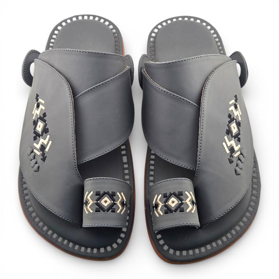 Al Fanoos Lumiere Walk Arabic Sandals for Men - Dark Grey - Style 218
