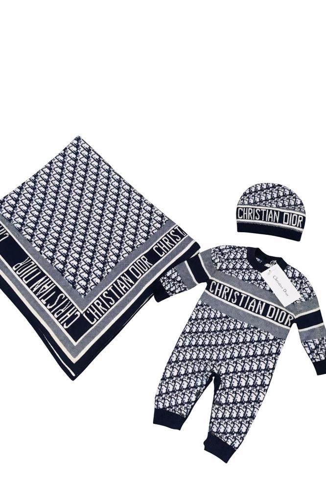 Dior Monogram Knit Baby Set