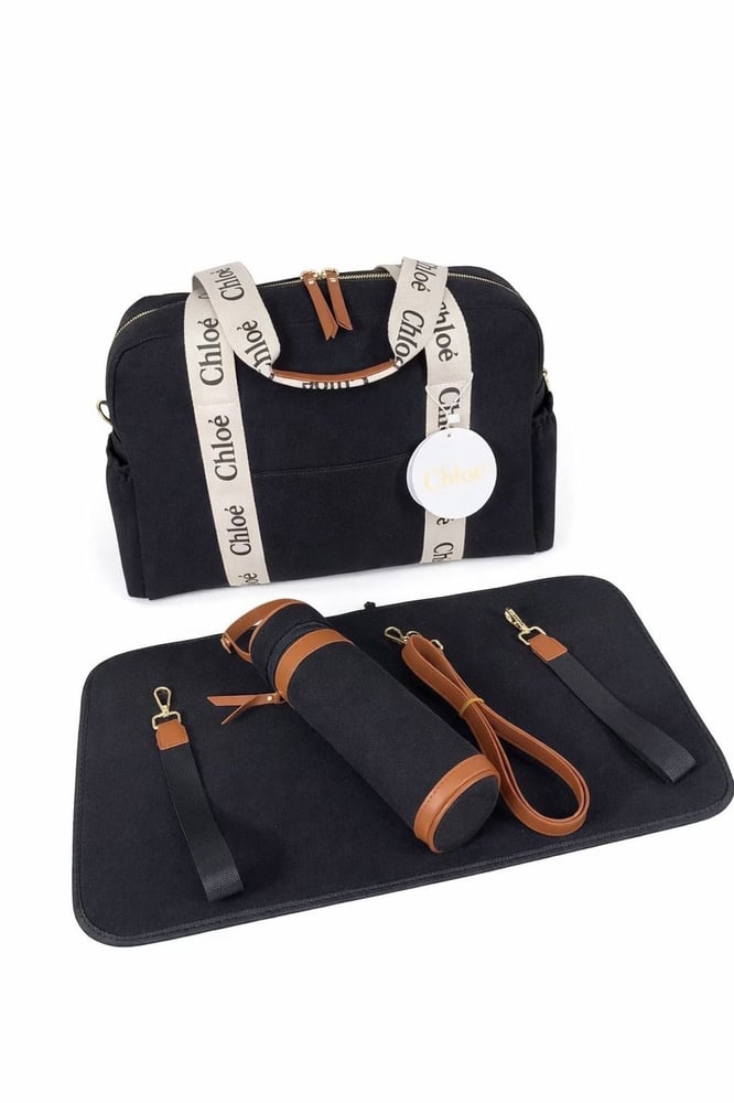 Chloé Baby Diaper Bag with Milk Storage Accessories & Changing Mat – Black