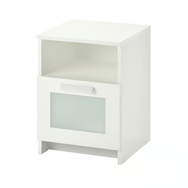 Modern bedside table with drawer and storage shelf - white