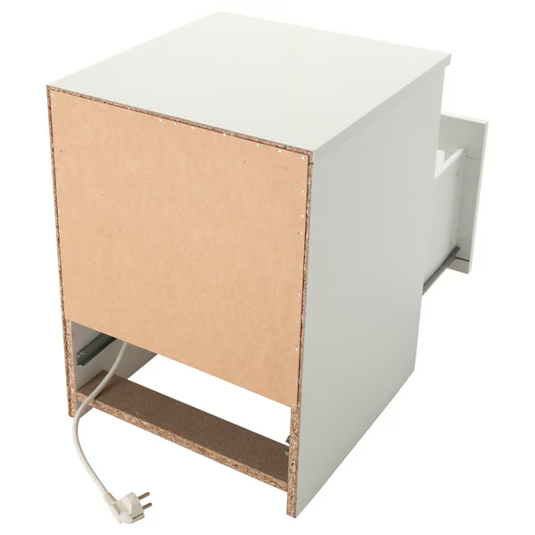 Modern bedside table with drawer and storage shelf - white