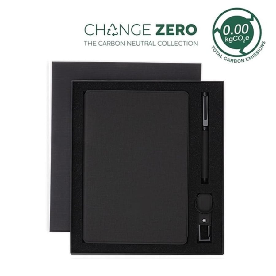 LENZEN - CHANGE ZERO Sustainable Gift Set with Refillable Notebook, Pen & USB Keychain