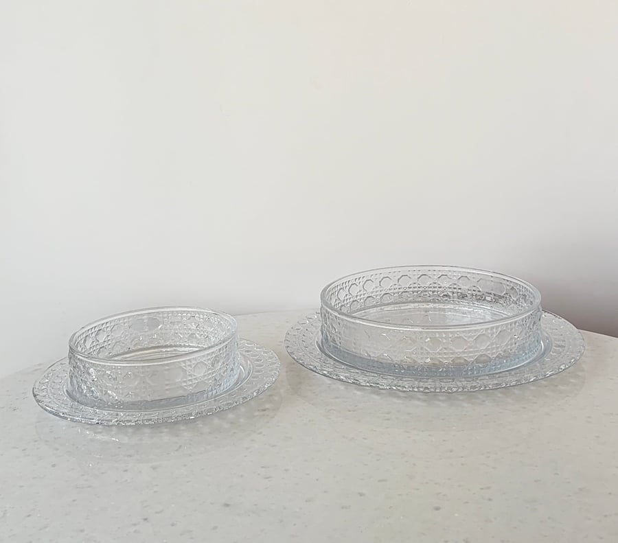 طقم 2 قطع صحن مع زبدية زجاج